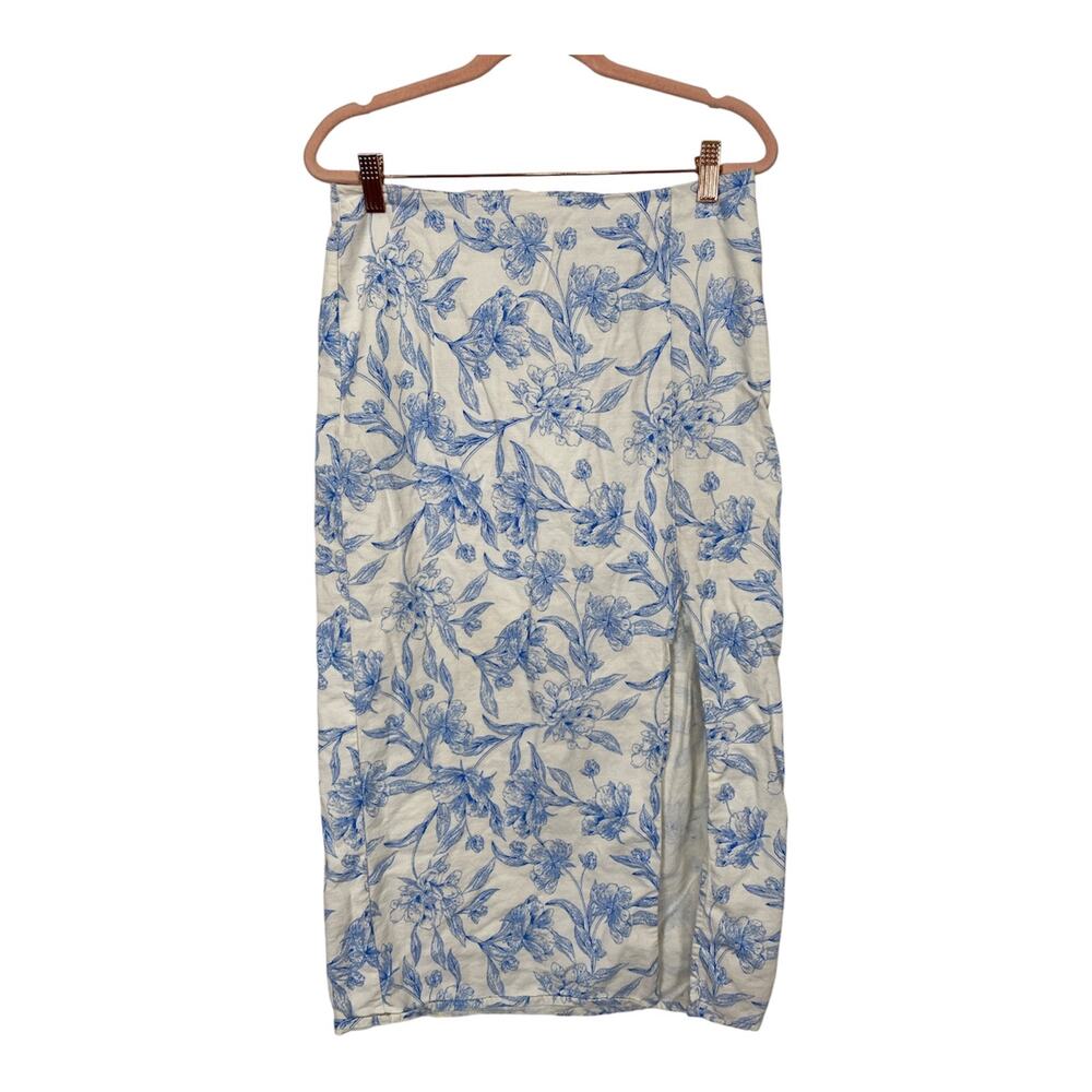 A New Day Womens Garden Party Midi A-line Blue Toile Skirt Size 6